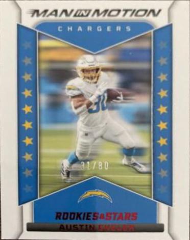 Austin Ekeler [Longevity] #MM-9 Football Cards 2022 Panini Rookies & Stars Man In Motion