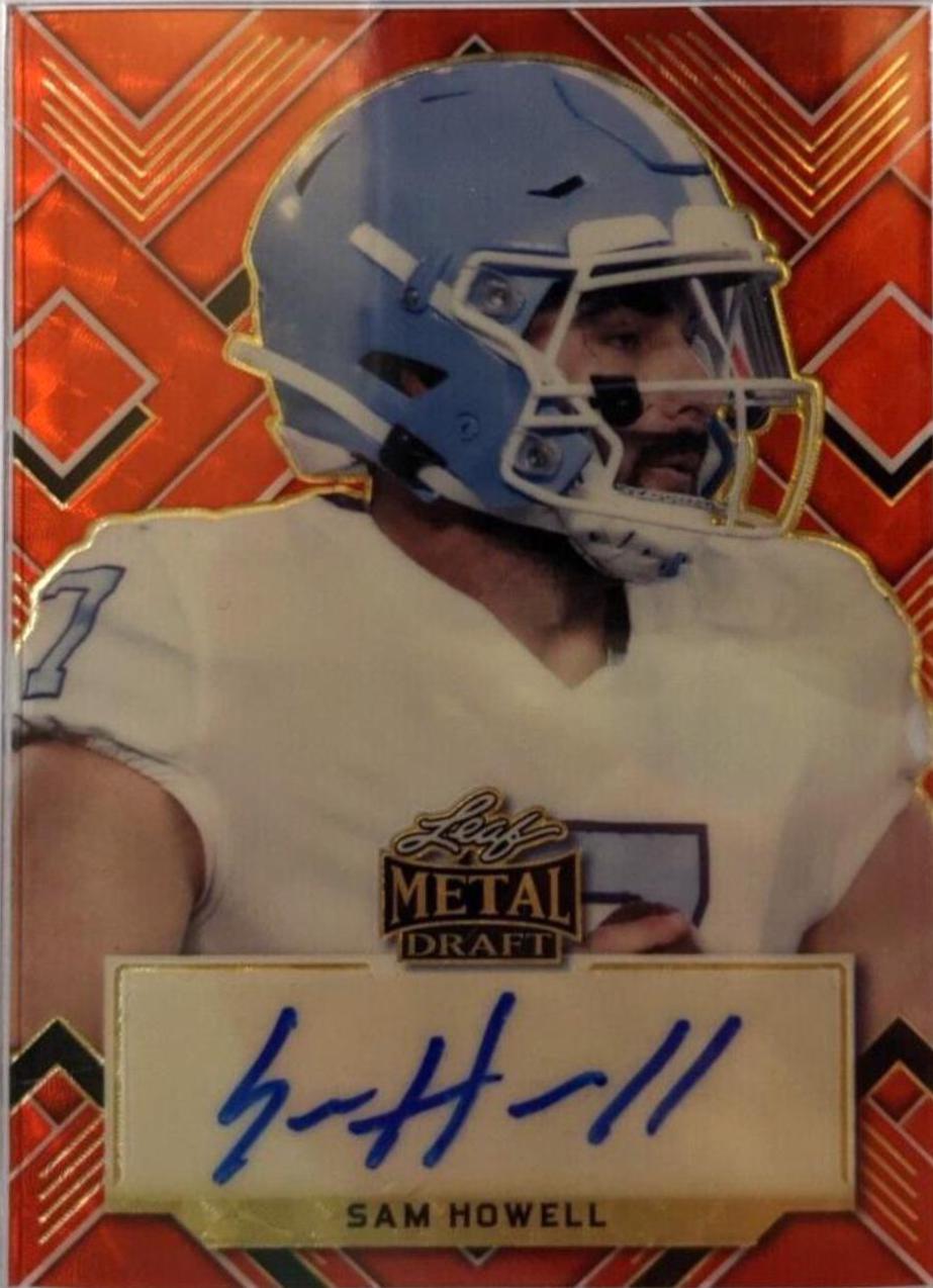 Sam Howell [Prismatic Red] #B-SH1 Football Cards 2022 Leaf Metal Draft