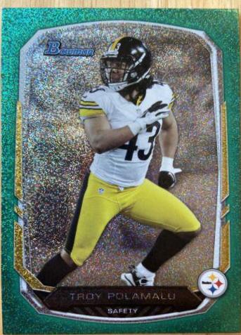 Troy Polamalu [Silver Ice Green] #105 Football Cards 2013 Bowman