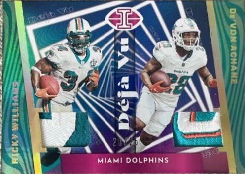 De'Von Achane / Ricky Williams [Gold] #16 Football Cards 2023 Panini Illusions Deja Vu