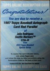 Julio Rodriguez [Red] #87BA-JR Baseball Cards 2022 Topps Update 1987 Autographs Prices