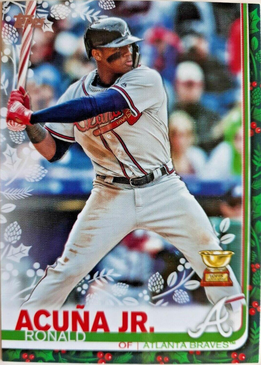 Ronald Acuna Jr. [Candy Cane Bat] #HW85 Prices | 2019 Topps Holiday ...