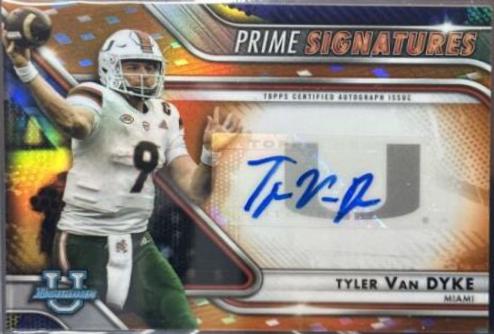 Tyler Van Dyke [Orange] #PCS-TV Football Cards 2022 Bowman Chrome University Prime Signatures