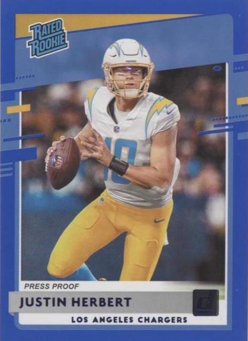 Justin Herbert Donruss Rated Rookie RC Blue Press 2024 Proof Color Match!!