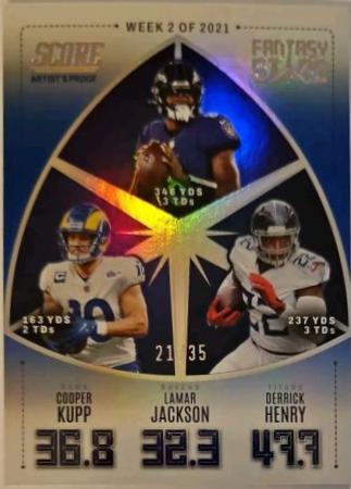 Cooper Kupp, Lamar Jackson, Derrick Henry [Artist's Proof] #FS2 Football Cards 2022 Panini Score Fantasy Stars