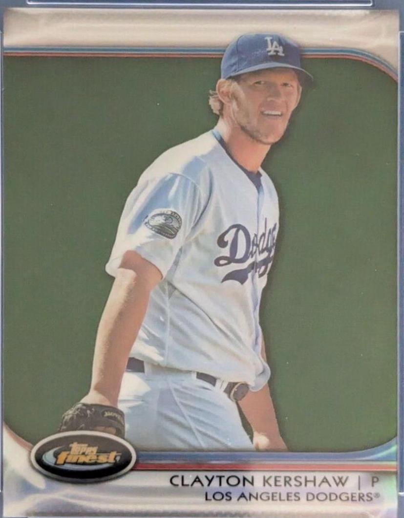 Clayton Kershaw [Green Refractor] #50 Baseball Cards 2012 Finest