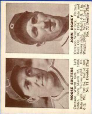 Moose Solters, John Rigney Baseball Cards 1941 Double Play