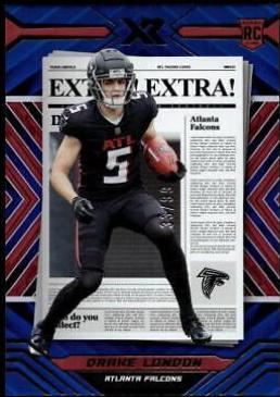 Drake London [Blue] #EXT-3 Football Cards 2022 Panini XR Extra