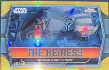 Bo-Katan Rescues The Mandalorian [Gold Refractor] #TH-6 Star Wars 2024 Topps Chrome The Heiress