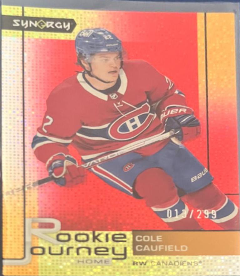 Cole Caufield [Red] #RJ-5 Hockey Cards 2021 Upper Deck Synergy Rookie Journey Home