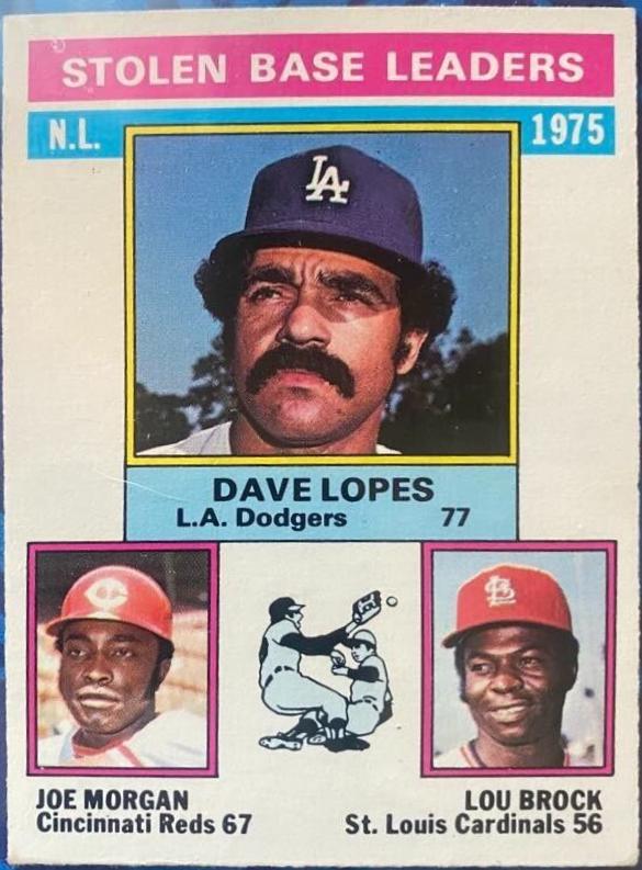 NL Stolen Base Ldrs [Lopes, Morgan, Brock] #197 Baseball Cards 1976 O Pee Chee