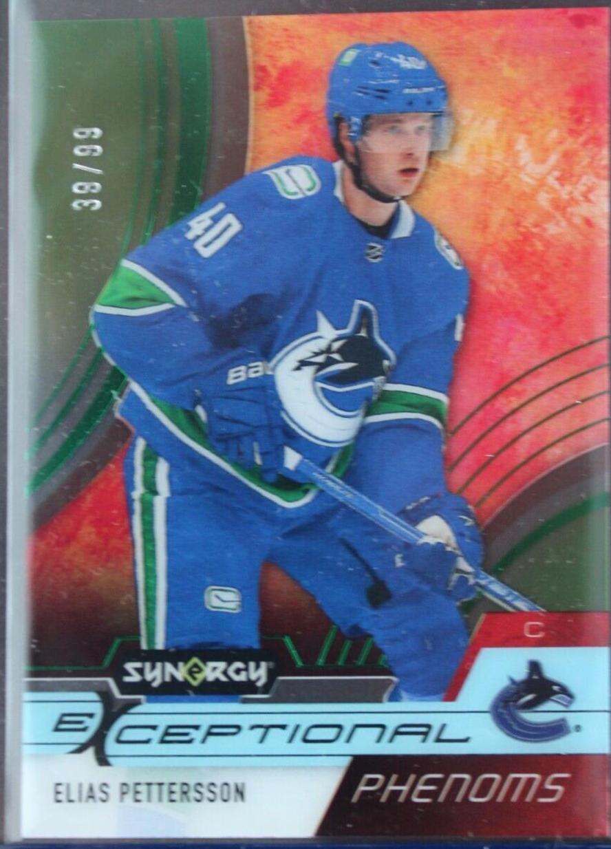 Elias Pettersson [Green] #EP-EP Hockey Cards 2021 Upper Deck Synergy Exceptional Phenoms