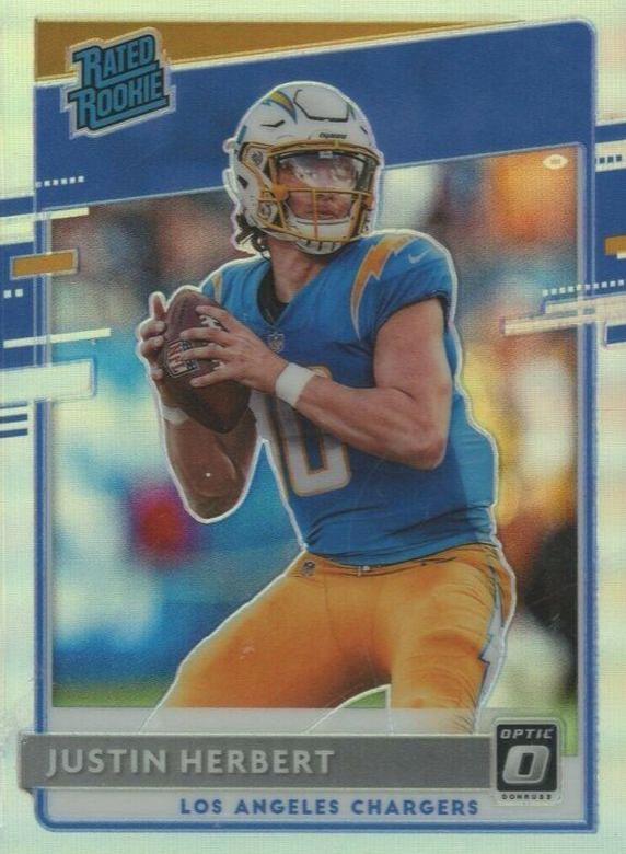 CAfootballcards! 2021 Donruss selling Optic Football: Justin Herbert FREEDOM HOLO PRIZM