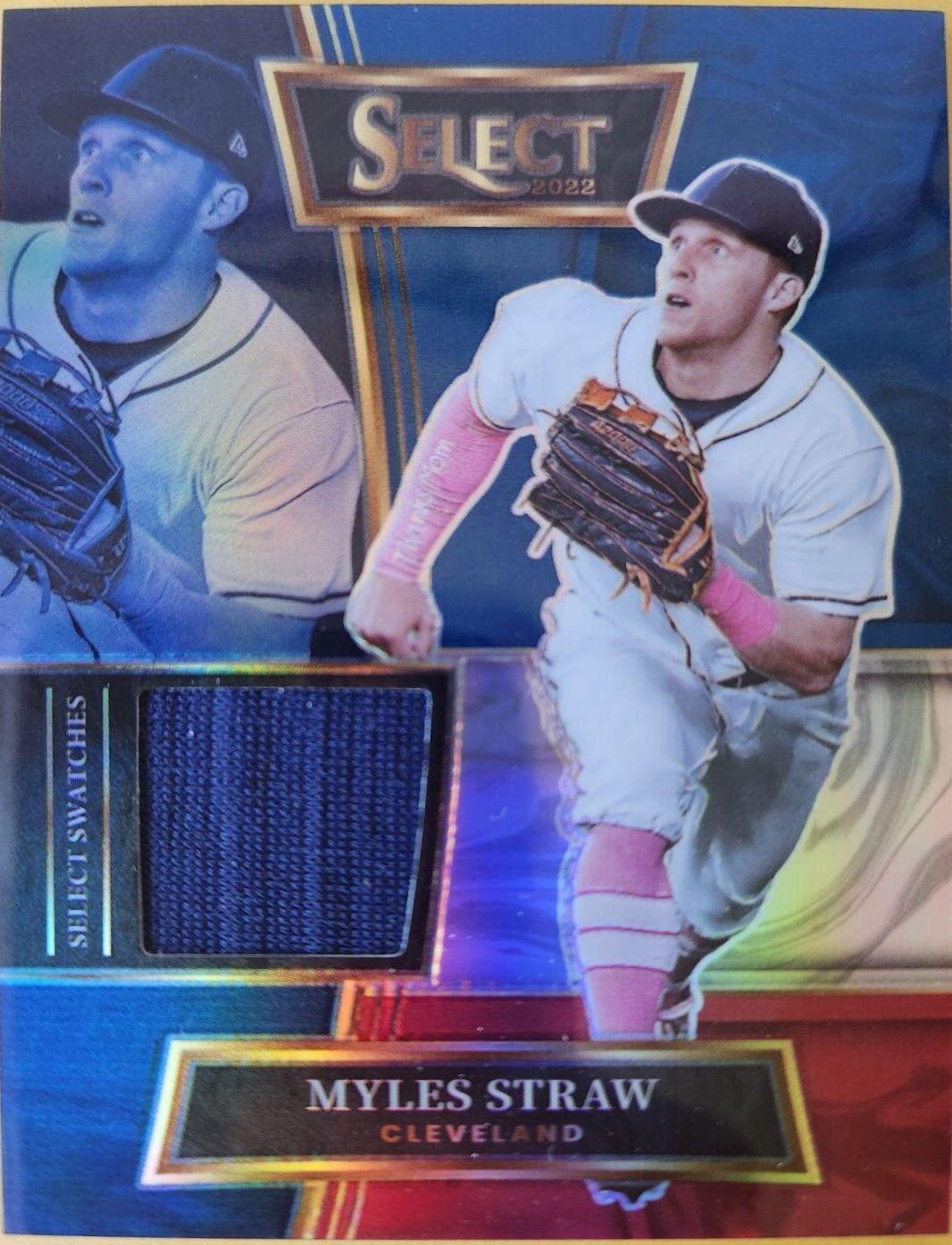 Myles Straw [Tri Color] #SELS-MY Baseball Cards 2022 Panini Select Swatches