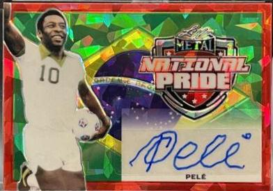 Pele [Green Crystal] #NP-P1 Soccer Cards 2022 Leaf Metal National Pride Autographs