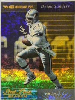 Deion Sanders [Season Stat Line] #34 Football Cards 1999 Panini Donruss