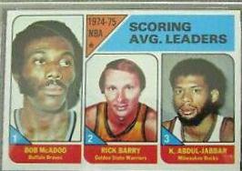 NBA Scoring Avg. Ldr: McAdoo, Barry, Jabbar #1 Basketball Cards 1975 Topps