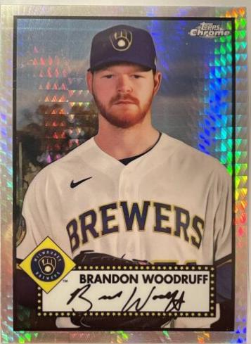 Brandon Woodruff [Prism Refractor] #422 Baseball Cards 2021 Topps Chrome Platinum Anniversary