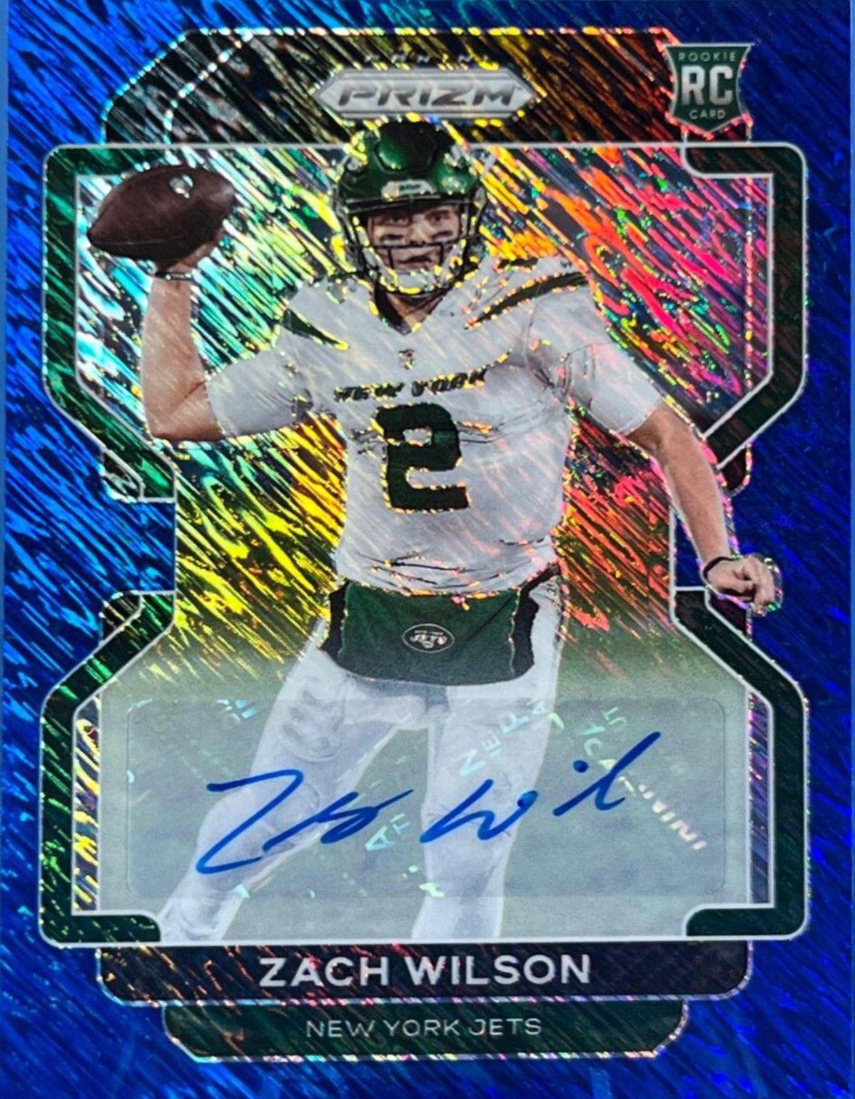 Zach Wilson [Autograph Blue Shimmer] #332 Football Cards 2021 Panini Prizm