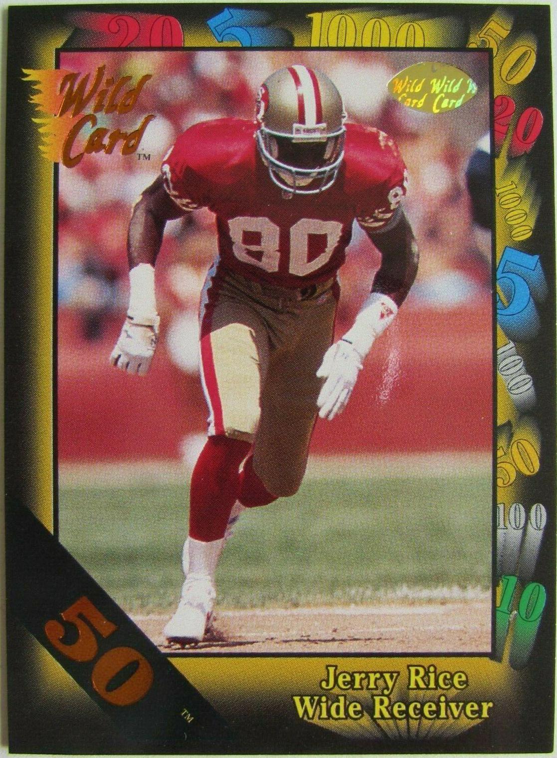 Jerry Rice [50 Stripe] #73 Football Cards 1991 Wild Card