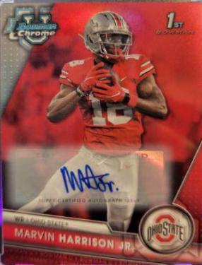 Marvin Harrison Jr. [Autograph Red] #100 Football Cards 2023 Bowman Chrome University