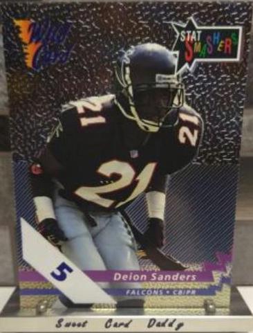 Deion Sanders [5 Stripe] #SS-14 Football Cards 1992 Wild Card Stat Smashers