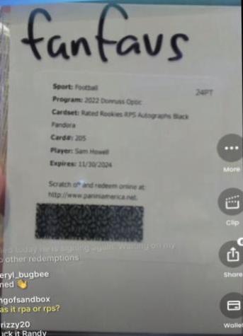 Donruss Optic Sam Howell outlet Rated Rookie RPS Autographs Redemption