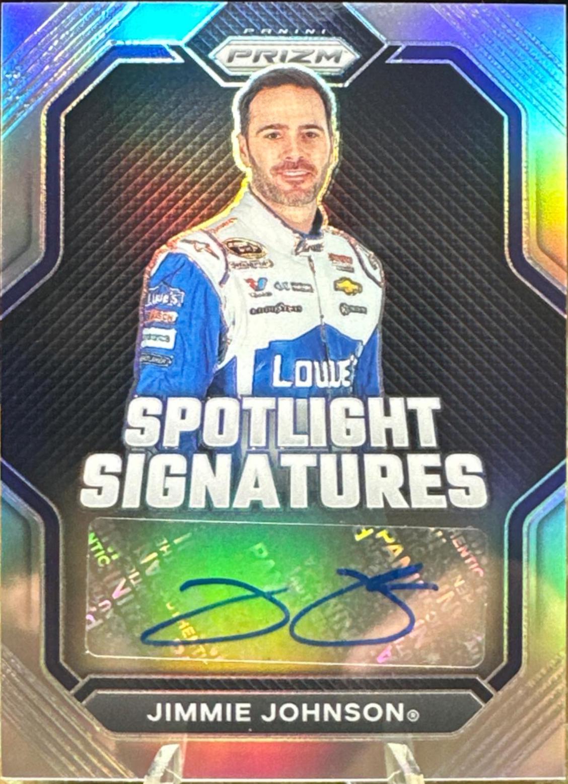 Jimmy Johnson Rookie Card Jimmie Johnson #SS-JJO Prices | 2023 Panini Prizm NASCAR Spotlight ...