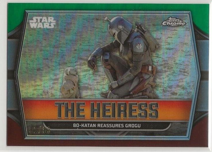 Bo-Katan Reassures Grogu [Kashyyyk Green Refractor] #TH-1 Star Wars 2024 Topps Chrome The Heiress