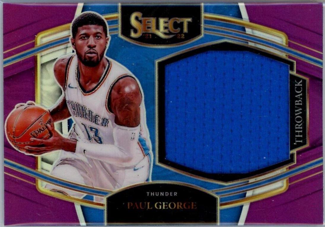 Paul George [Purple Prizm] #TM-PGR Basketball Cards 2021 Panini Select Throwback Memorabilia