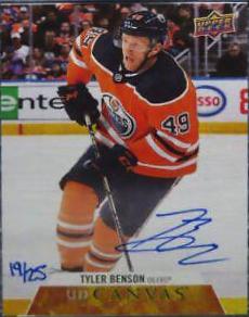 Tyler Benson #CS-BE Hockey Cards 2020 Upper Deck Clear Cut Canvas Signatures