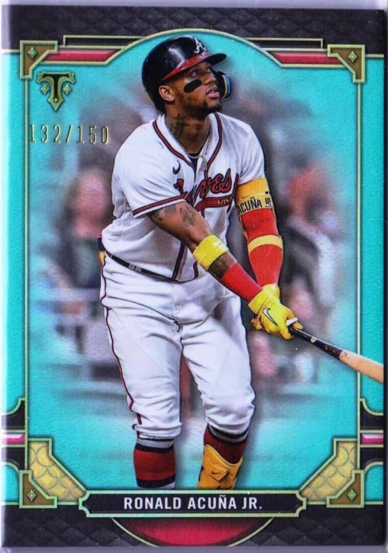 Ronald Acuna Jr. [Aquamarine] #2 Baseball Cards 2022 Topps Triple Threads