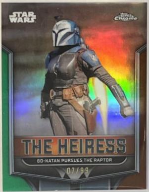 Bo-Katan Pursues the Raptor [Kashyyyk Green Refractor] #TH-2 Star Wars 2024 Topps Chrome The Heiress