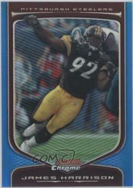 James Harrison [Blue Refractor] #107 Football Cards 2009 Bowman Chrome