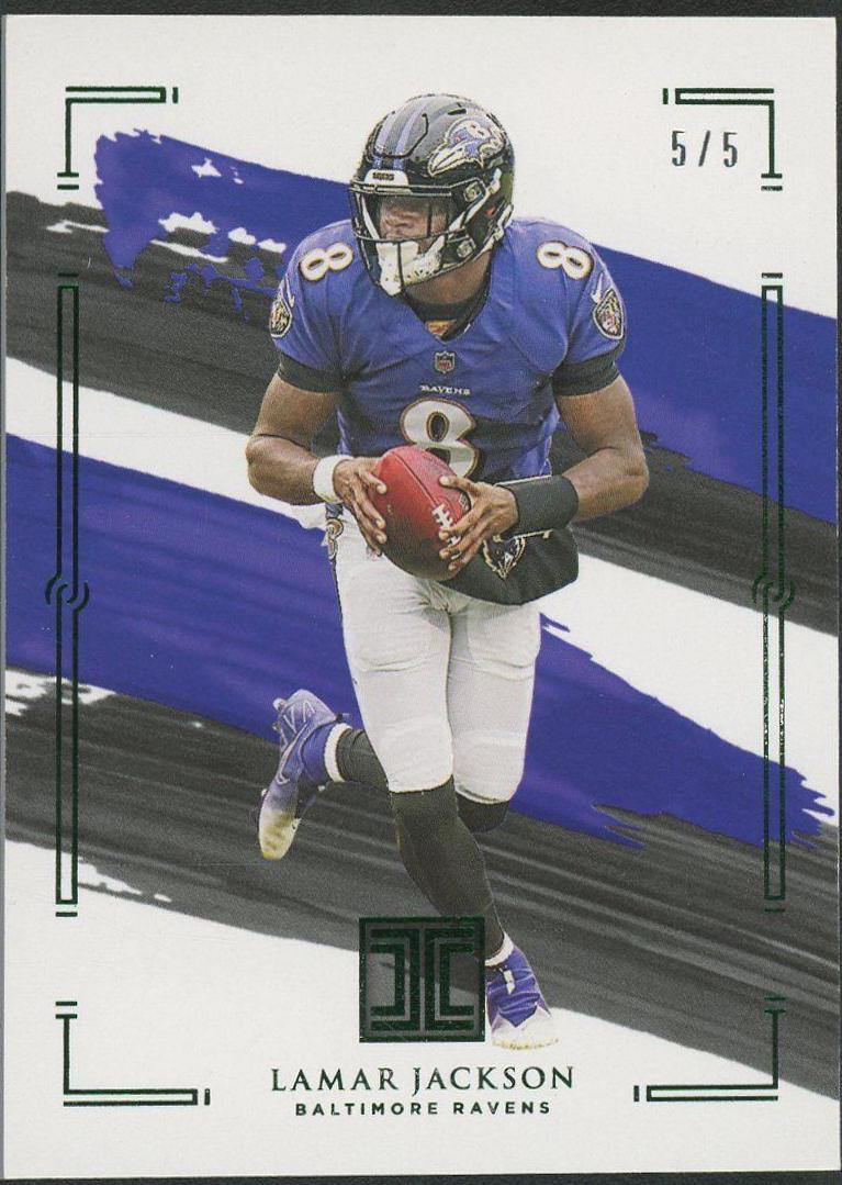 Lamar Jackson [Emerald] #7 Football Cards 2021 Panini Impeccable