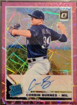 Corbin Burnes [Pink Velocity] #CB Baseball Cards 2019 Panini Donruss Optic Rated Rookie Signatures