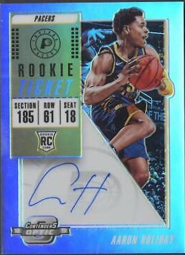 Aaron Holiday [Blue Jersey Autograph] #109 Basketball Cards 2018 Panini Contenders Optic