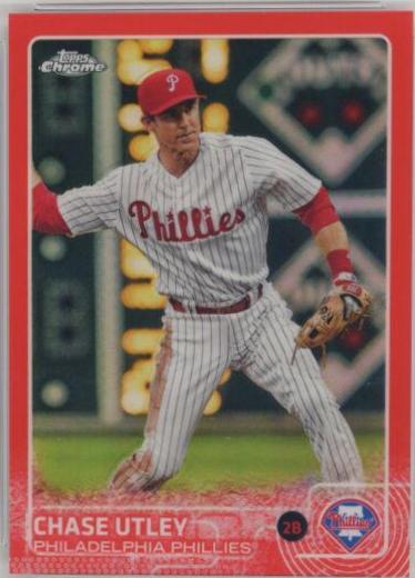 Chase Utley [Red Refractor] #100 Baseball Cards 2015 Topps Chrome