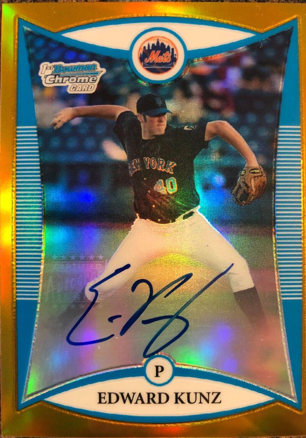 Edward Kunz [Orange Refractor Autograph] #BCP117 Baseball Cards 2008 Bowman Chrome Prospects