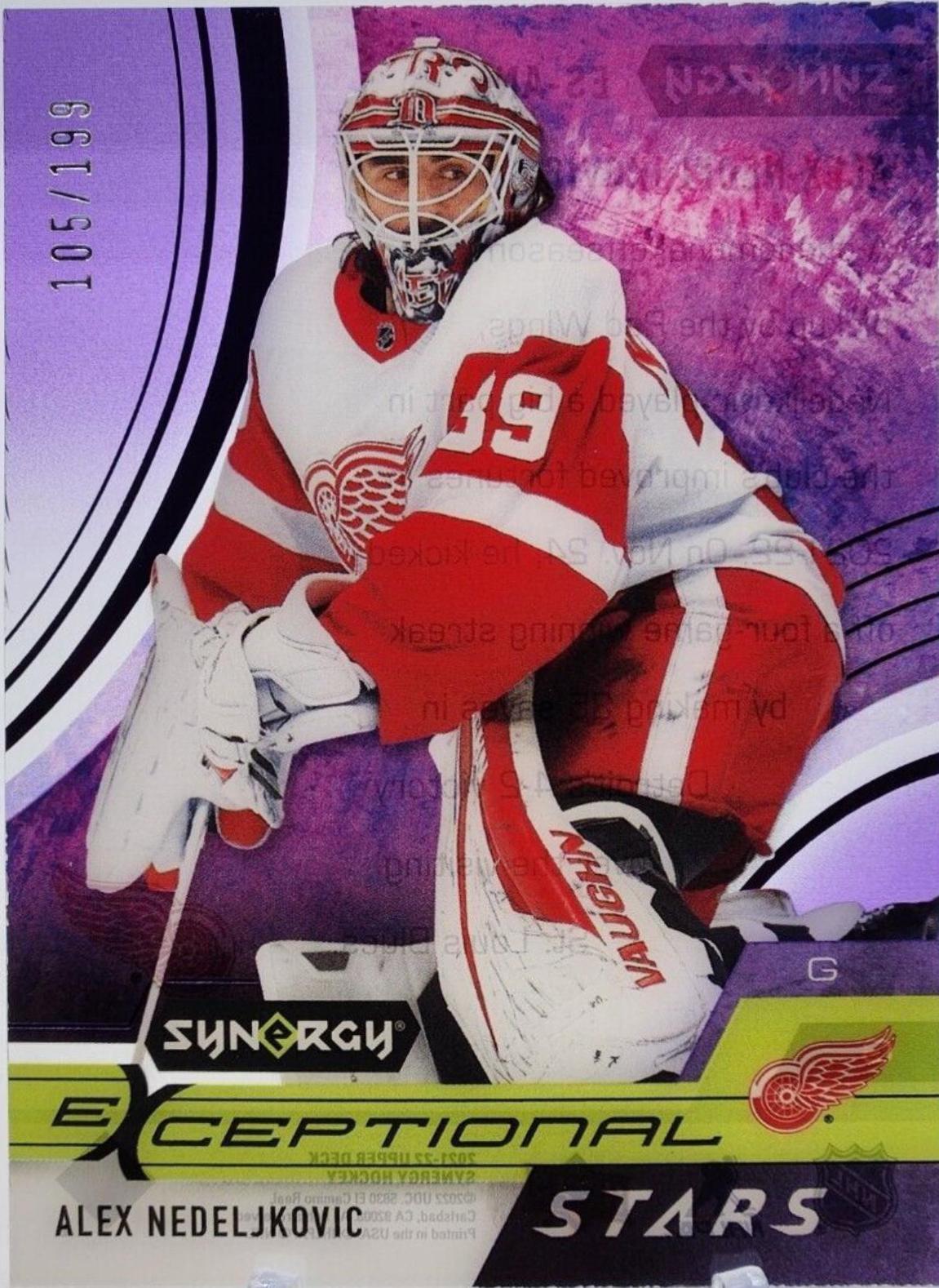 Alex Nedeljkovic [Purple] #ES-AN Hockey Cards 2021 Upper Deck Synergy Exceptional Stars