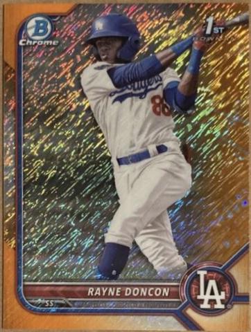 Rayne Doncon [Orange Shimmer Refractor] #BCP-202 Baseball Cards 2022 Bowman Chrome Prospects