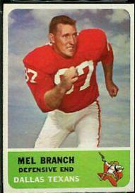 Mel Branch #32 Football Cards 1962 Fleer