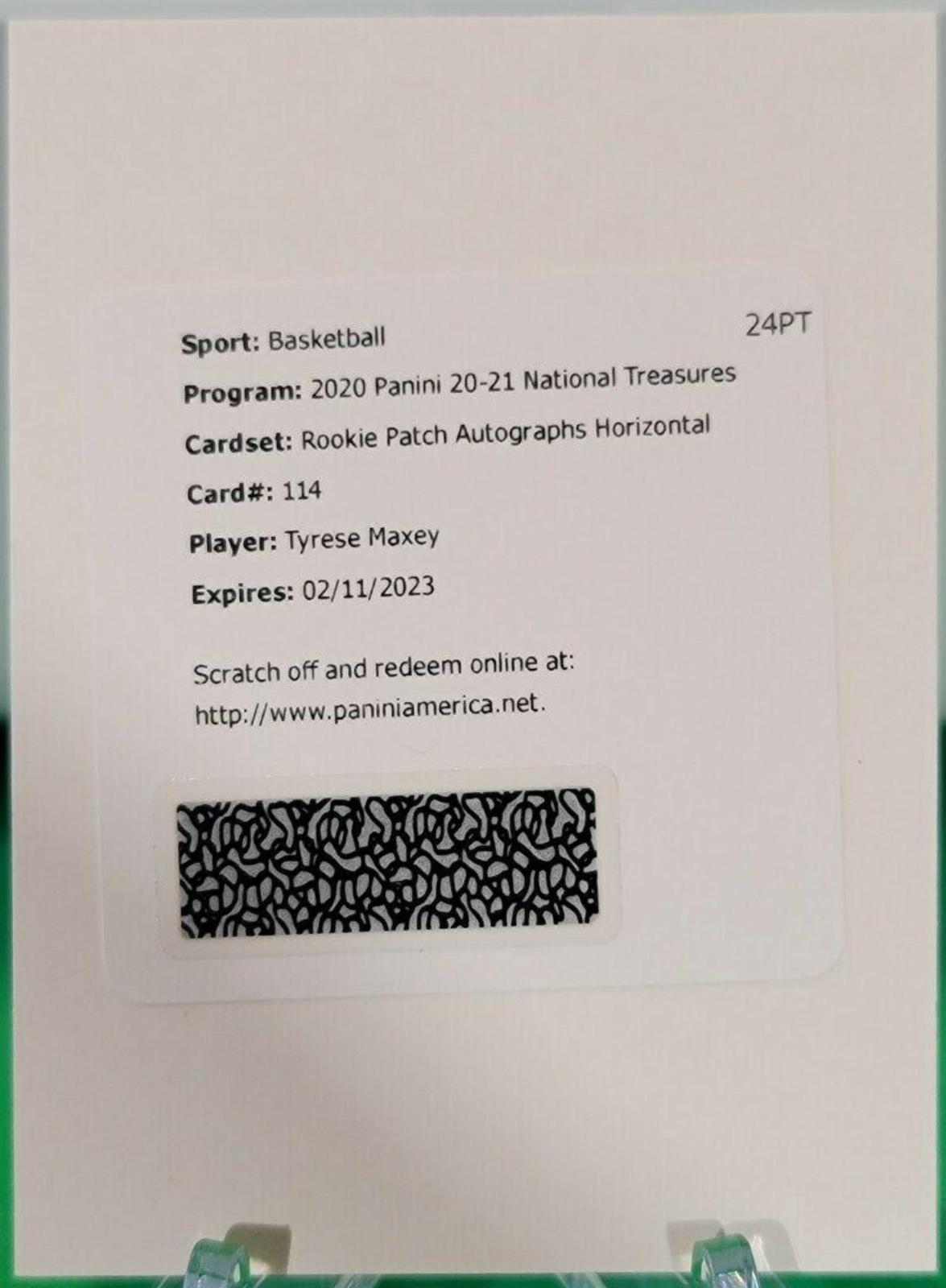 Tyrese Maxey [Patch Horizontal Autograph] #114 Basketball Cards 2020 Panini National Treasures