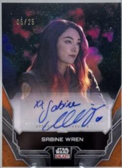 Natasha Liu Bordizzo as Sabine Wren [Orange Refractor] #A-NB Star Wars 2024 Topps Chrome Galaxy Autograph