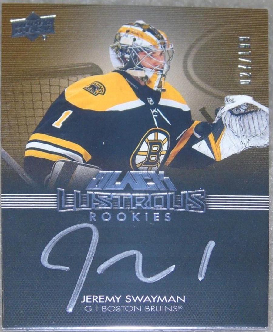 Jeremy Swayman #LRS-JS Hockey Cards 2021 SPx UD Black Lustrous Rookie Signatures