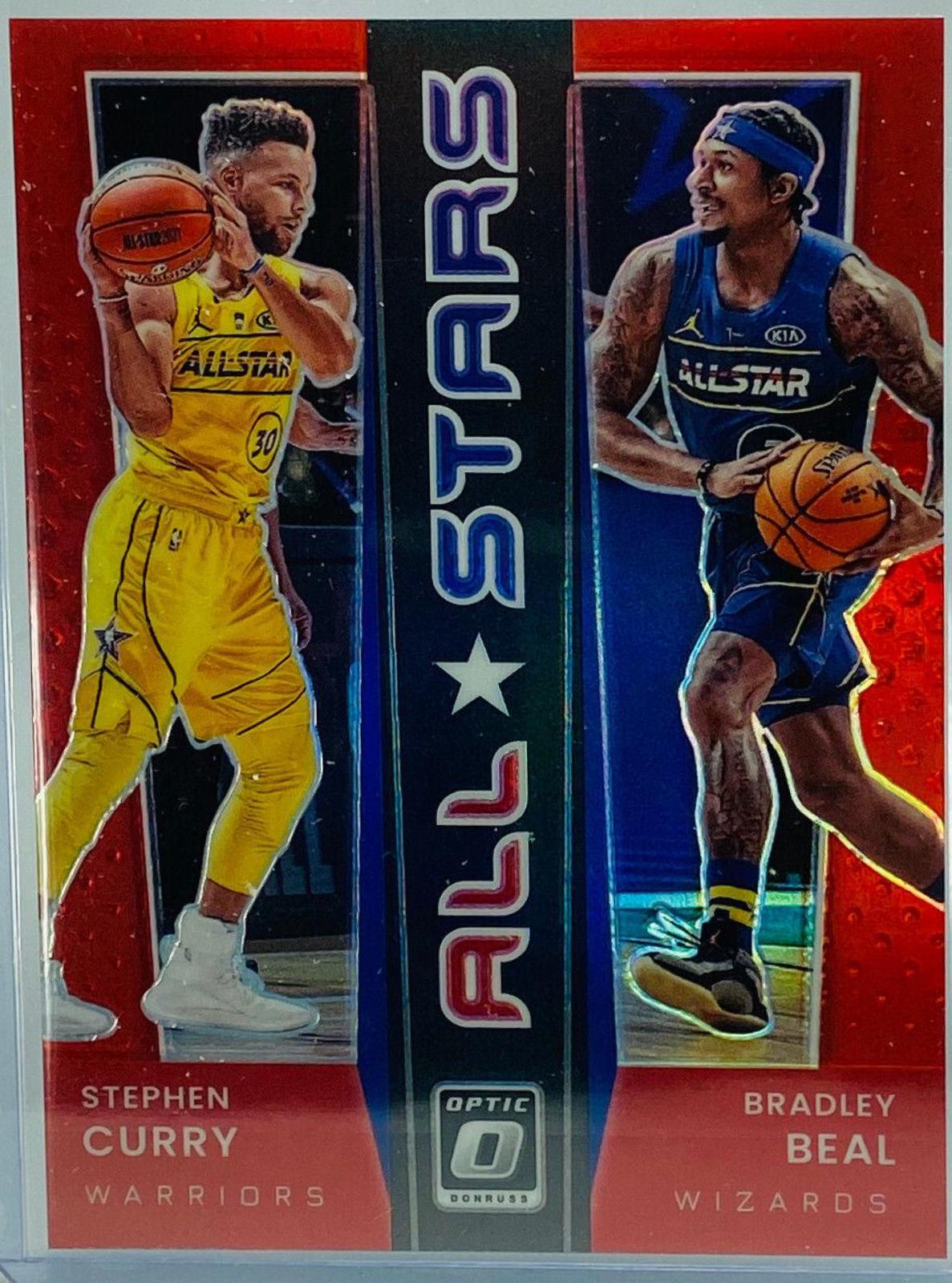 Bradley Beal, Stephen Curry [Red] #2 Basketball Cards 2021 Panini Donruss Optic All Stars