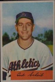 Carl Scheib [.300 Pct.] #67 Baseball Cards 1954 Bowman