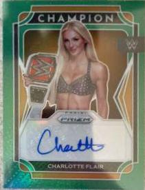 Charlotte Flair [Green Prizm] #CS-CFL Wrestling Cards 2022 Panini Prizm WWE Champion Signatures