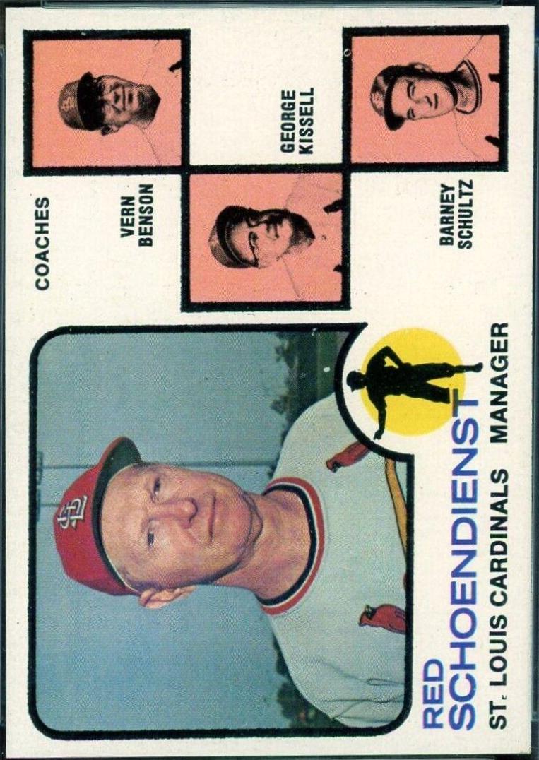 Cardinals Mgr. , Coaches [Orange Background] #497 Baseball Cards 1973 Topps