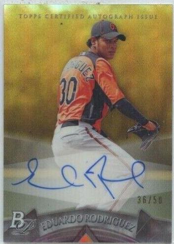 Eduardo Rodriguez [Gold Refractor] #AP-ER Baseball Cards 2014 Bowman Platinum Autograph Prospects